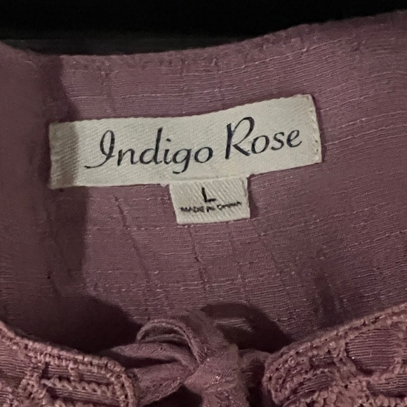 Dusty Rose Bohemian Crochet Lace Mini Dress Tunic L - Picture 8 of 8